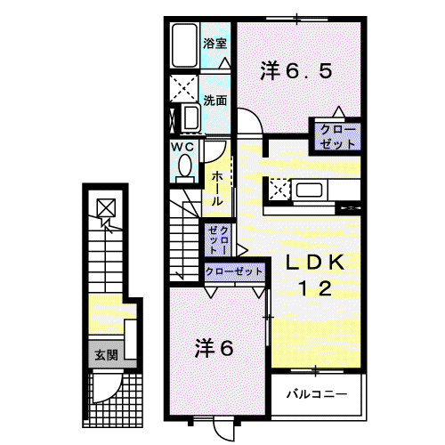 サンエイツプレインC(2LDK/2階)の間取り写真