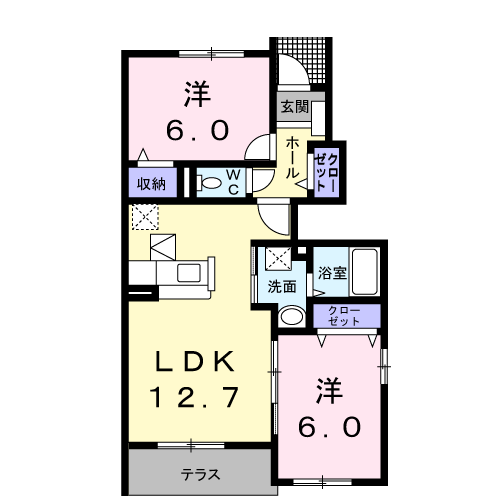 ヴィラ・グレイスⅡ(2LDK/1階)の間取り写真