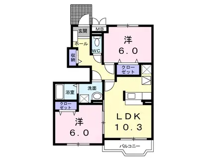N&YアベニューG(2LDK/1階)の間取り写真
