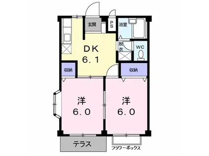 アメニティライフ鶴(2DK/1階)の間取り写真