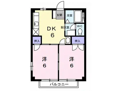 カーサウエダ(2DK/2階)の間取り写真