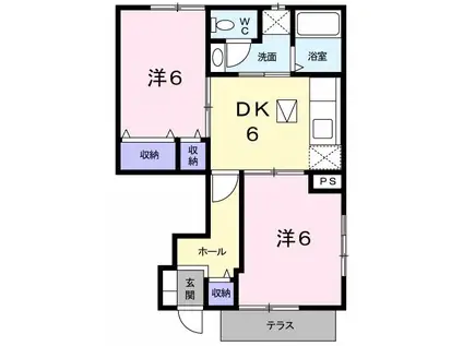メゾン彩Ⅰ(2DK/1階)の間取り写真