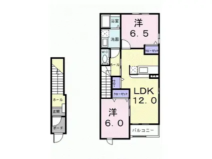 コーポK.MⅤ(2LDK/2階)の間取り写真