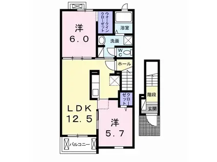 アン アーブル A(2LDK/2階)の間取り写真
