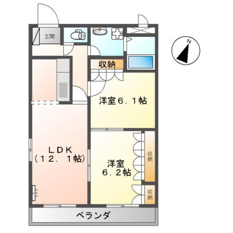 BIENVIVRE楡木(2LDK/1階)の間取り写真