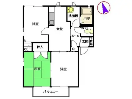 サクラージュD棟(3DK/2階)の間取り写真