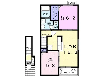クレールⅢ B(2LDK/2階)の間取り写真