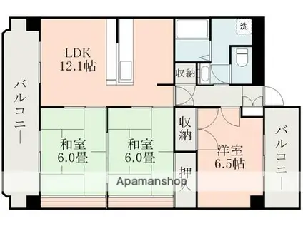 グランレーヴ壱番館(3LDK/3階)の間取り写真