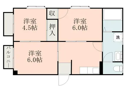 ウエストハイツB棟(3K/1階)の間取り写真
