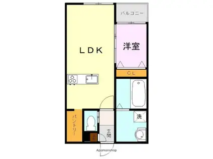 パークサイド津浦(1LDK/1階)の間取り写真