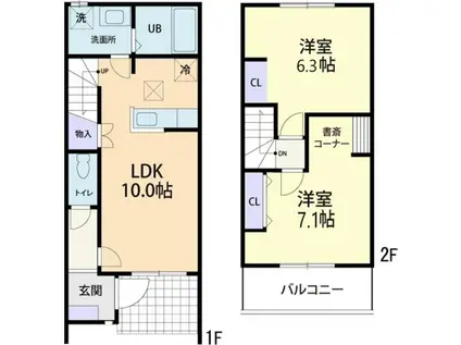 SOLARIUM SUGIMIZU 杉水 C(2LDK/2階)の間取り写真