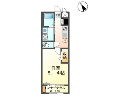 サンフォレスト杉水(1K/1階)の間取り写真