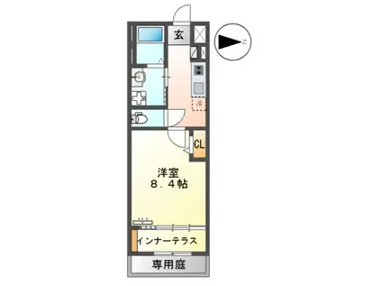 BLUEBELL 杉水(1K/1階)の間取り写真