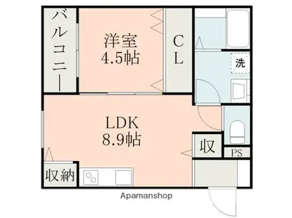 オルテンシア大津(1LDK/1階)の間取り写真