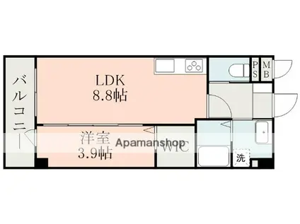 フォーエス武蔵ヶ丘北ノース(1LDK/1階)の間取り写真