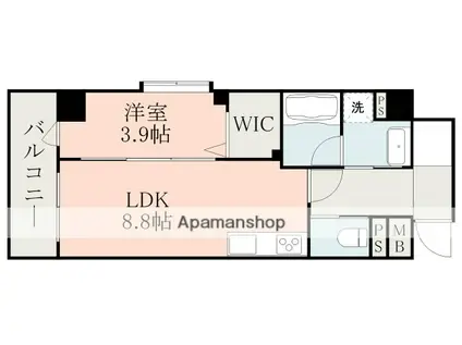 フォーエス武蔵ヶ丘北サウス(1LDK/2階)の間取り写真