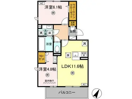 クリスタルパークテラス(2LDK/1階)の間取り写真