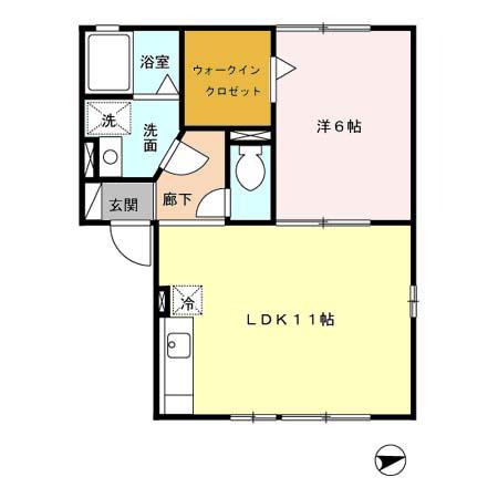 ロイヤルコーポ弓削(1LDK/1階)の間取り写真