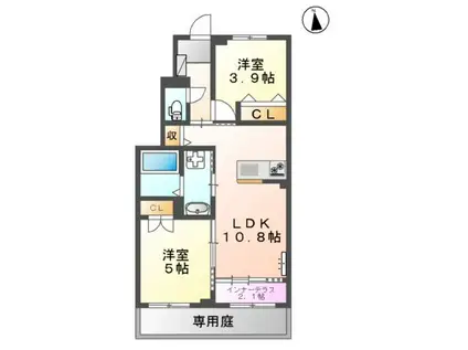 レジデンススクエアIII M&K(2LDK/1階)の間取り写真