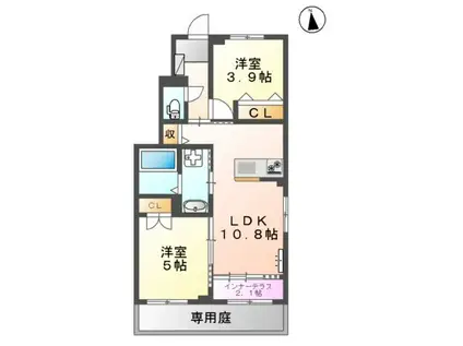 レジデンススクエアIII M&K(2LDK/1階)の間取り写真