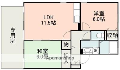 グランメールE棟(2LDK/1階)の間取り写真