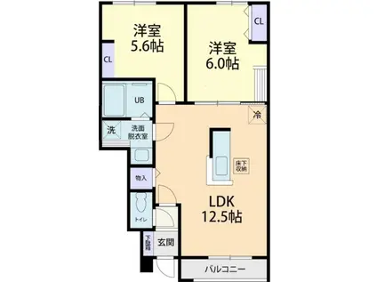 AMABILE(2LDK/1階)の間取り写真