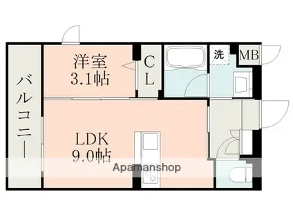 ラ・シック菊陽Ⅲ(1LDK/3階)の間取り写真