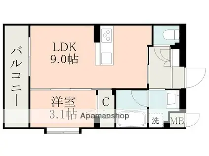 ラ・シック菊陽Ⅲ(1LDK/5階)の間取り写真