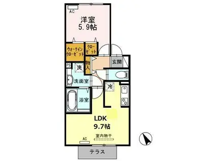 ビューラー・コロラルド(1LDK/2階)の間取り写真