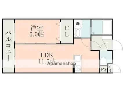 ラ・シック大津南(1LDK/5階)の間取り写真