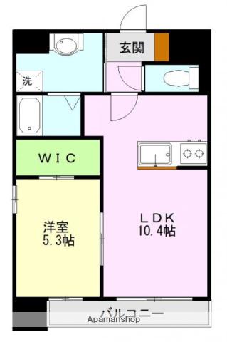 L.Aマンション原水(1LDK/6階)の間取り写真