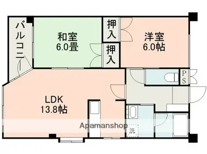 ヴィラ飛鳥Ⅱ(2LDK/3階)の間取り写真