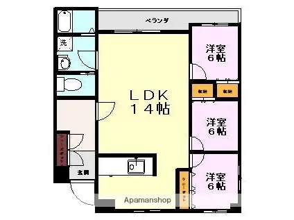 ビッグヴィレッジA棟(3LDK/3階)の間取り写真