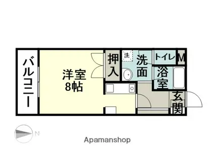 ユースハイムくまなん(1K/2階)の間取り写真