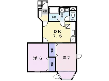 アーバン不知火Ⅶ(2DK/1階)の間取り写真