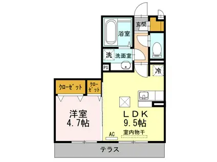 ルイス弐番館(1LDK/2階)の間取り写真