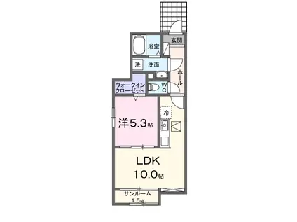 鹿児島本線 西熊本駅 徒歩23分 2階建 新築(1LDK/1階)の間取り写真