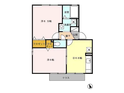 エクレール・ヴェルドミールA棟(2DK/1階)の間取り写真