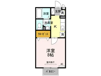 パラッツォ・K(1K/1階)の間取り写真