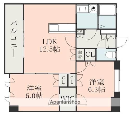 NICEマンション九品寺熊大医学部前(2LDK/3階)の間取り写真