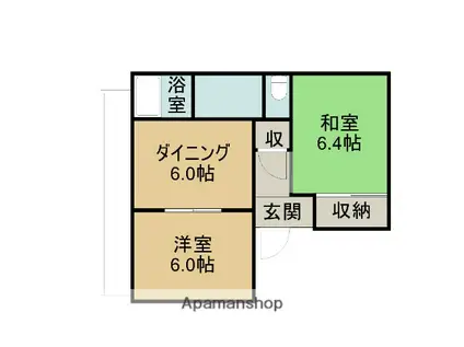 グリーンハイム(2DK/2階)の間取り写真