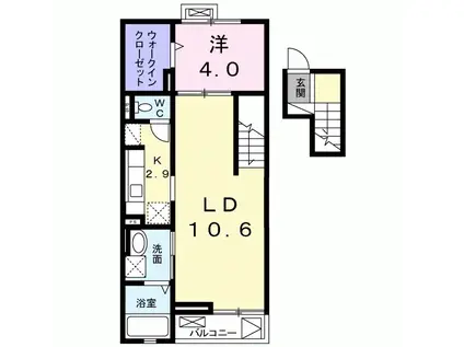 エスポワール 陽(1LDK/4階)の間取り写真