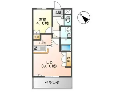 ドリームハウス(1LDK/2階)の間取り写真