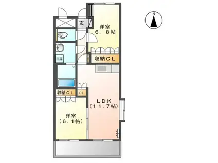 エル・ドラード引水(2LDK/2階)の間取り写真