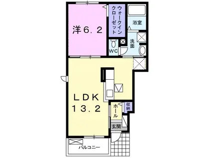 クレールⅢ B(1LDK/1階)の間取り写真