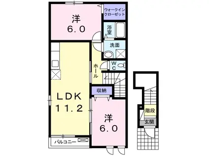 グラン・ジュテ(2LDK/2階)の間取り写真