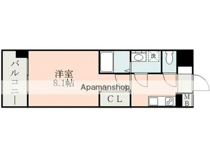 ラ・シック神水(1K/4階)の間取り写真