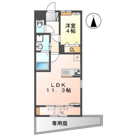 グランディール・ラ・テール(1LDK/1階)の間取り写真