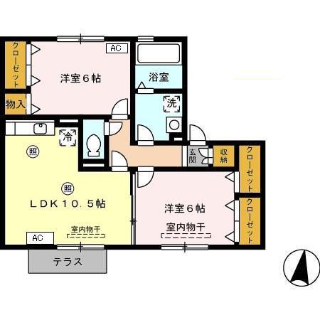 リヴェールコート(2LDK/1階)の間取り写真