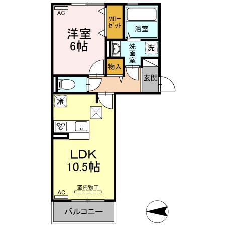 マーレK(1LDK/1階)の間取り写真